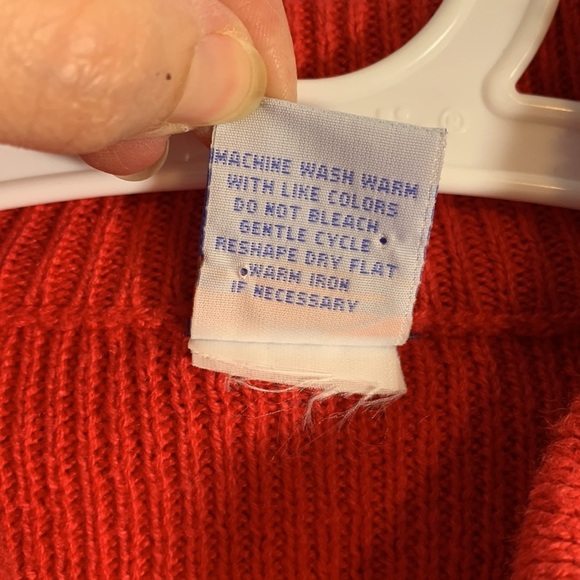 Old navy vintage Ramie zip up cardigan sweater mock neck boys girls 10 red white - Picture 5 of 5